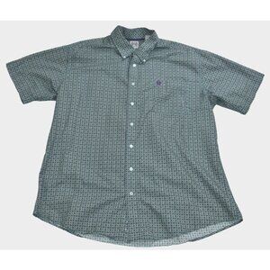 Cinch Performance Shirt Men Large Arena Flex Geometric Button Up Cowboy Stretch